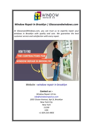 Window Repair In Brooklyn  Glassesandwindows.com