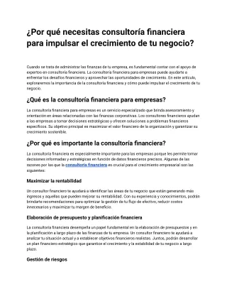 ¿Por qué necesitas consultoría financiera para impulsar el crecimiento de tu negocio_