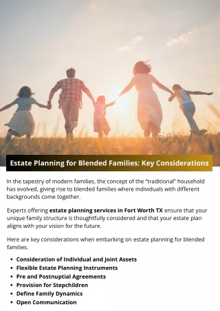 Estate Planning for Blended Families: Key Considerations