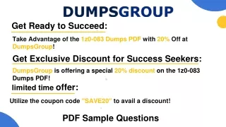 Maximize Your Savings: Get 20% Off on 1z0-083 Dumps at DumpsGroup!