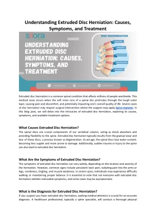 Understanding Extruded Disc Herniation: Causes, Symptoms, and Treatment