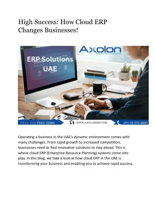 High Success How Cloud ERP Changes Businesses!