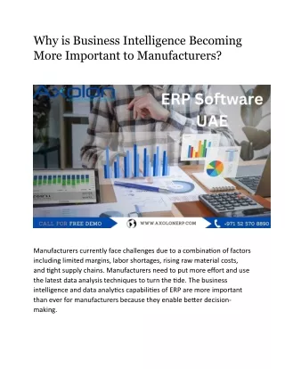 Why is Business Intelligence Becoming More Important to Manufacturers