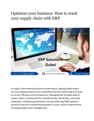 Optimize your business How to track your supply chain with ERP