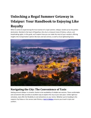 Unlocking a Regal Summer Getaway in Udaipur