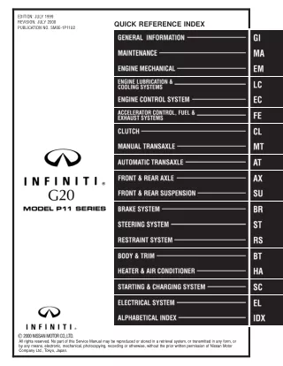 2000 Infiniti G20 Service Repair Manual