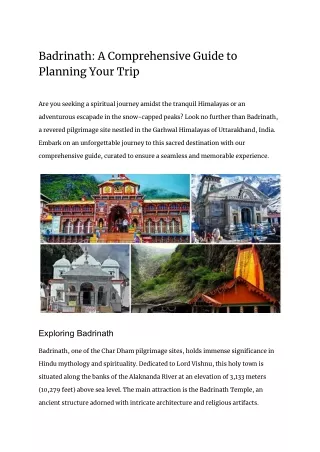 Badrinath_ A Comprehensive Guide to Planning Your Trip