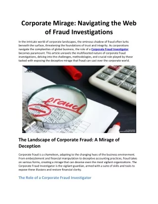 Corporate Mirage: Navigating the Web of Fraud Investigations