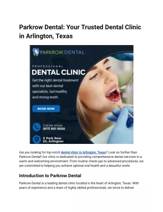 Parkrow Dental_ Your Trusted Dental Clinic in Arlington, Texas