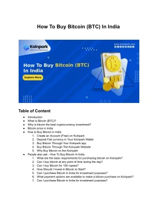 How To Buy Bitcoin In India