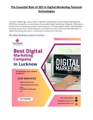 Best Digital Marketing Company In Lucknow- Tantrash Technologies