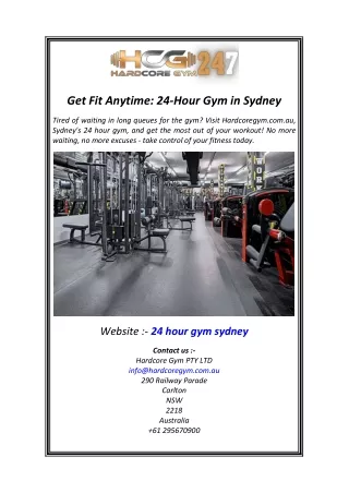 Get Fit Anytime 24Hour Gym in Sydney