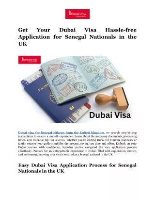 Get Your Dubai Visa Hassle-free Application for Senegal Nationals in the UK