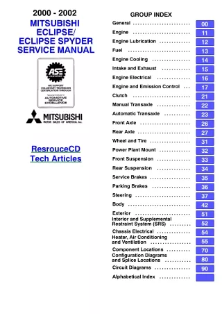 2000 Mitsubishi Eclipse Spyder Service Repair Manual