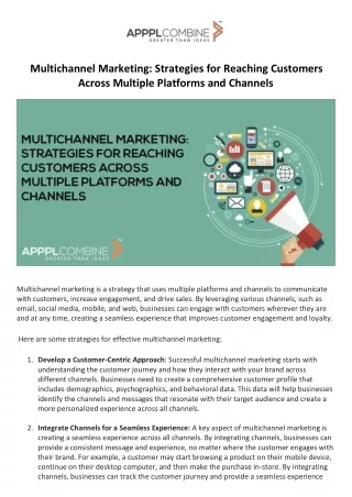 Multichannel Marketing Strategies for Reaching Customers Across Multiple Platforms and Channels