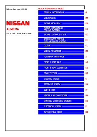 2000 Nissan Almera Service Repair Manual