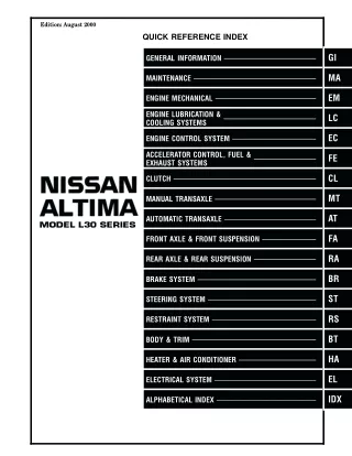 2000 Nissan Altima Service Repair Manual