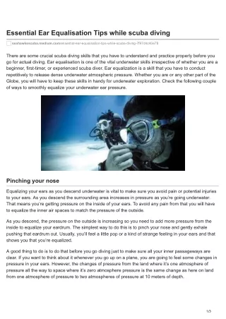 Important tips to equalize ear pressure while scuba diving