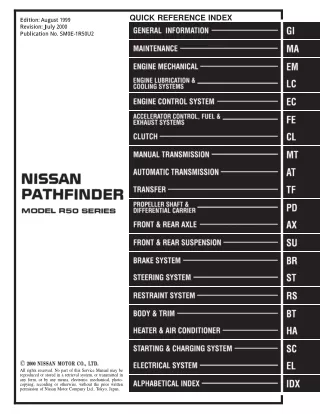 2000 Nissan Pathfinder Service Repair Manual