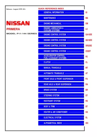 2000 Nissan Primera P11-144 Service Repair Manual