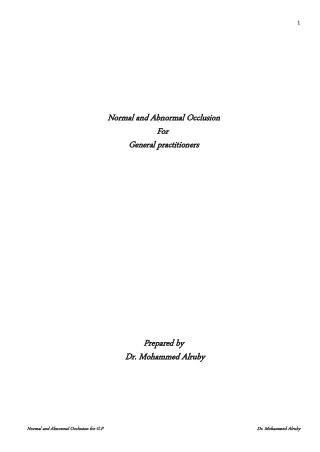 Normal and Abnormal Occlusion for General practitioners