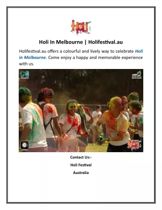 Holi In Melbourne | Holifestival.au