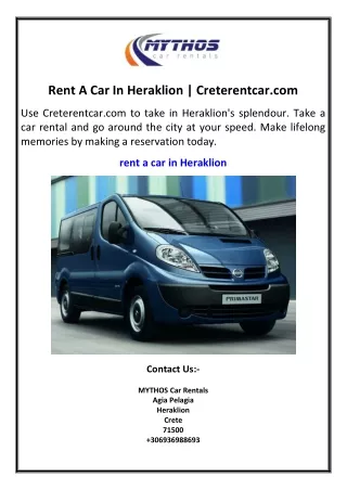 Rent A Car In Heraklion Creterentcar.com