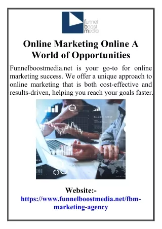 Online Marketing Online A World of Opportunities