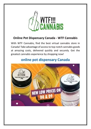 Online Pot Dispensary Canada  WTF Cannabis