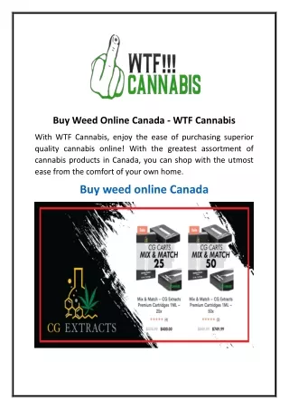 Buy Weed Online Canada  WTF Cannabis