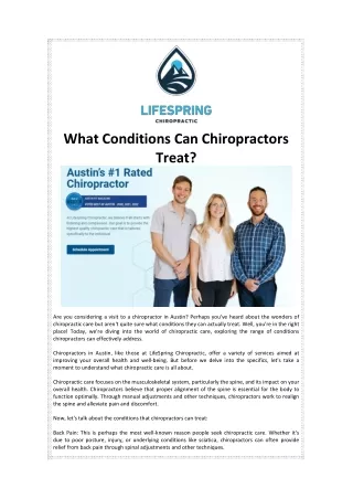 What Conditions Can Chiropractors Treat?