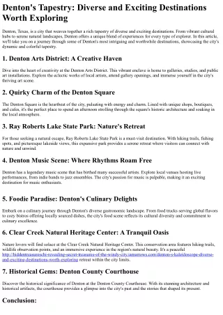 A Palette of Denton's Colors: Eclectic and Vibrant Destinations Worth Exploring