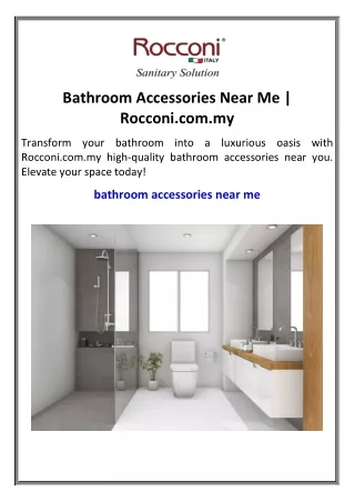 Bathroom Accessories Near Me | Rocconi.com.my