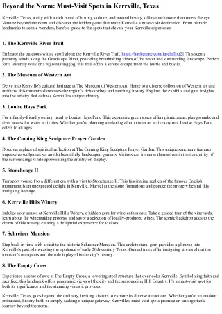Beyond the Ordinary: Must-Visit Spots in Kerrville, Texas - Your Ultimate Guide