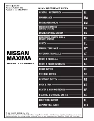 2002 Nissan Maxima Service Repair Manual