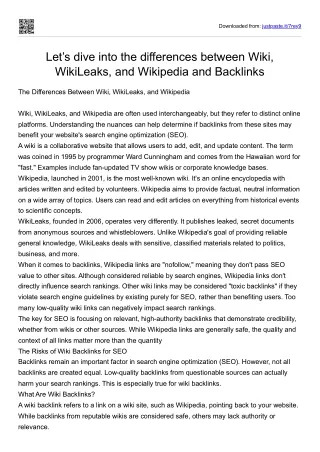 Wiki-WikiLeaks-Wikipedia-Differences-and-backlinks-usesful-or-harmful