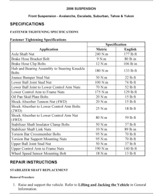 2003 Chevrolet Avalanche Service Repair Manual