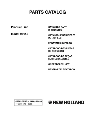 New Holland MH2.6 Midi Wheel Excavator Parts Catalogue Manual