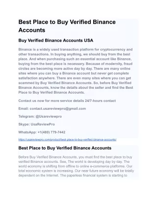Best Place to Buy Verified Binance Accounts