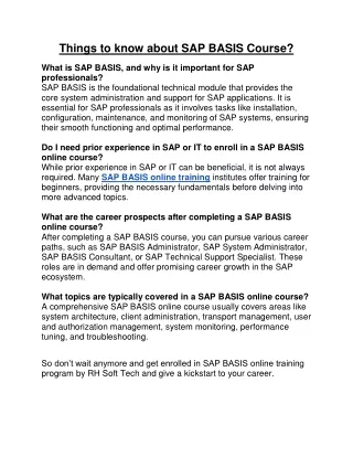 SAP Basis online training in Bangalore