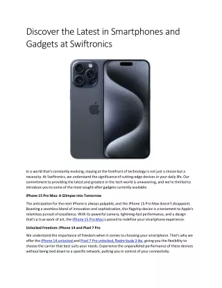 Discover the Latest in Smartphones and Gadgets at Swiftronics