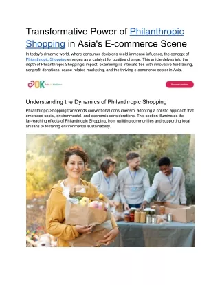 Power of Philanthropic Shopping in Asia's E-commerce Scene