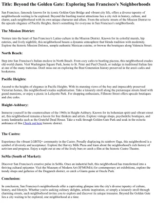 Culture and Culture: San Francisco's Most Fascinating Sites