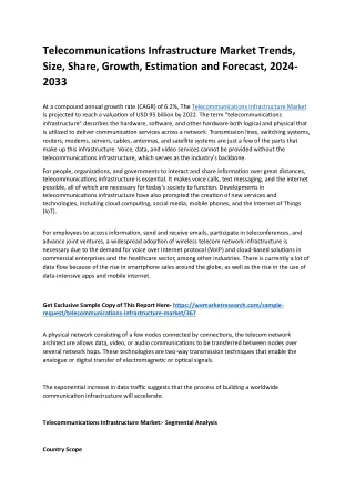 Telecommunications Infrastructure Market Size, Unveiling Potential Scope 2024