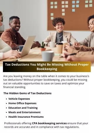 Tax Deductions You Might Be Missing Without Proper Bookkeeping