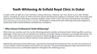 Teeth Whitening At Enfield Royal Clinic In Dubai