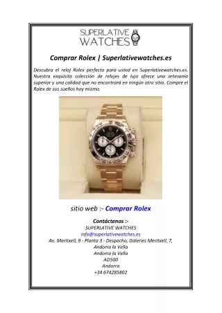 Comprar Rolex  Superlativewatches.es