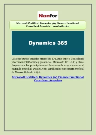 Microsoft Certified: Dynamics 365 Finance Functional Consultant Associate – nanf