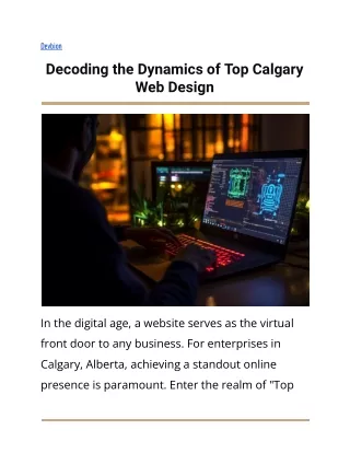 Decoding the Dynamics of Top Calgary Web Design