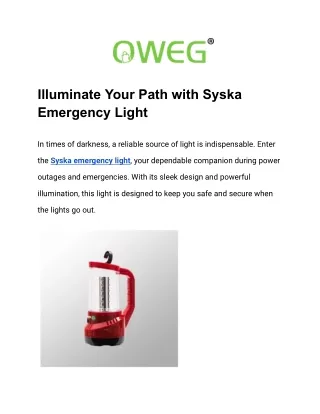 Illuminate Your Path with Syska Emergency Light